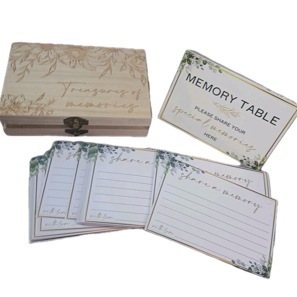 Memory Table Memory Cards Wooden Box Engraved Treasury of Memory Funeral Open